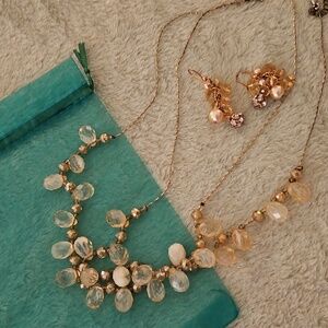 LOW $4.99 S/H PINK & CRYSTAL BOREALIS SWAROVSKI VINTAGE Necklace and Earring Set